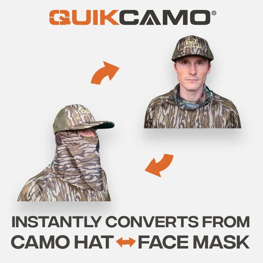 2-in-1 FRONT Face Mask and Camo Hat for Duck Hunting by QuikCamo