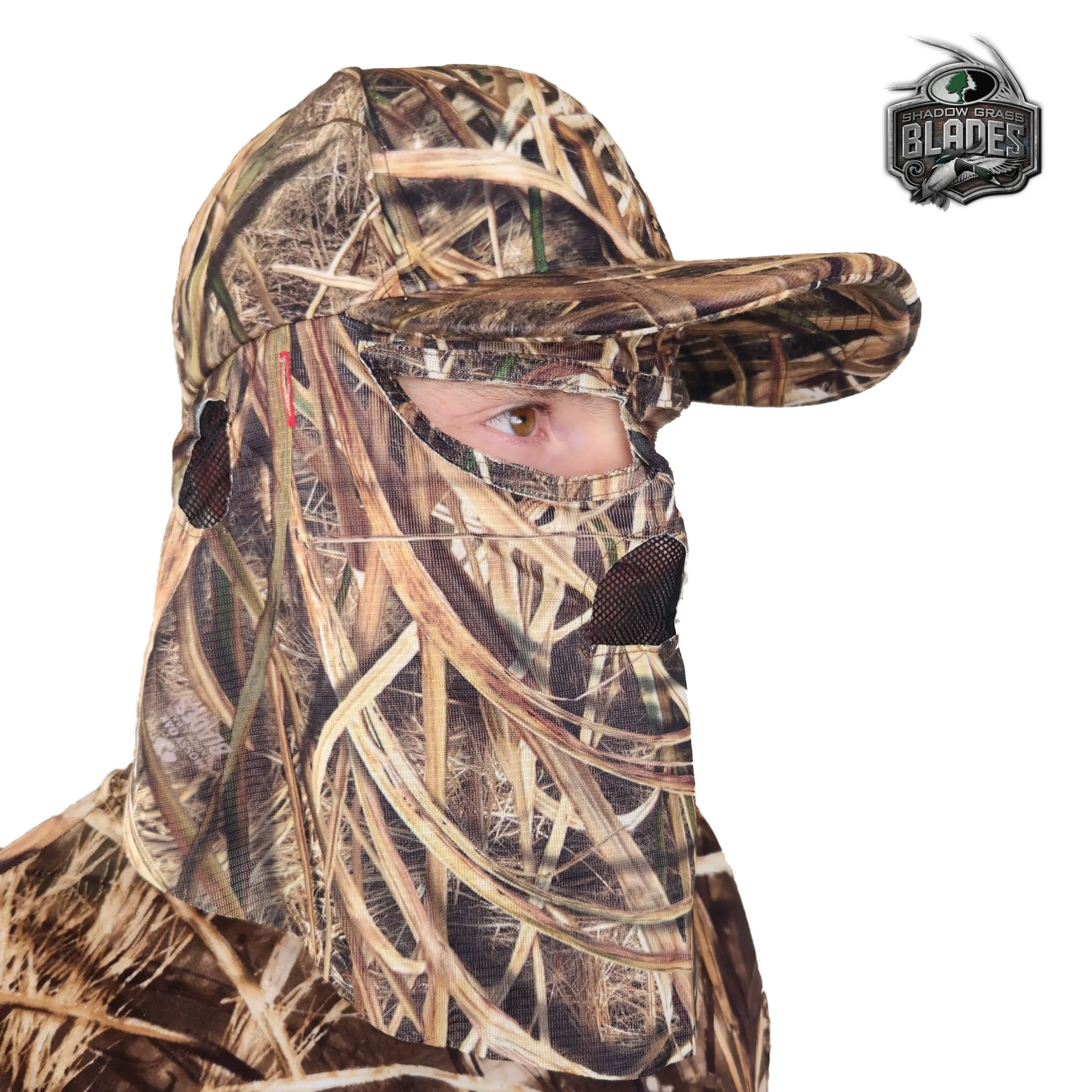 2-in-1 FRONT Face Mask and Camo Hat for Duck Hunting by QuikCamo