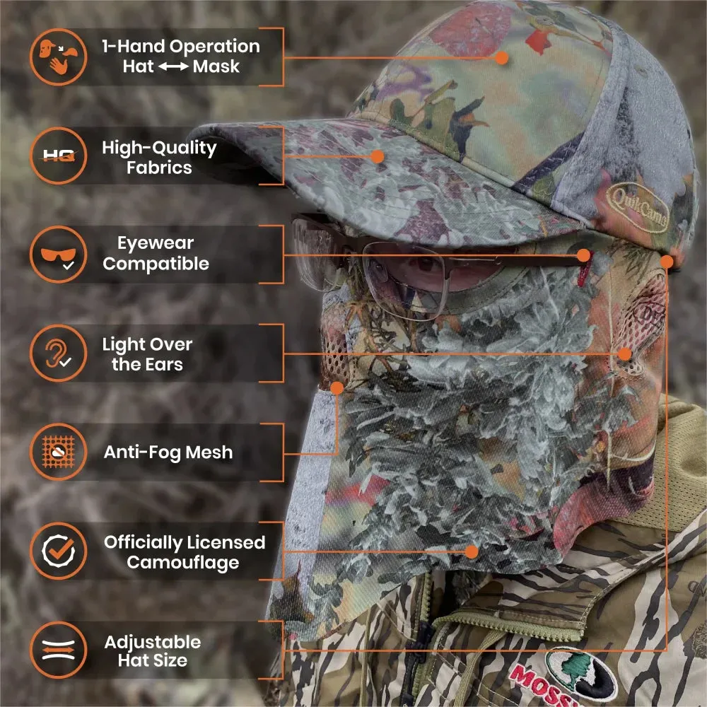 2-in-1 FRONT Face Mask and Camo Hat for Duck Hunting by QuikCamo