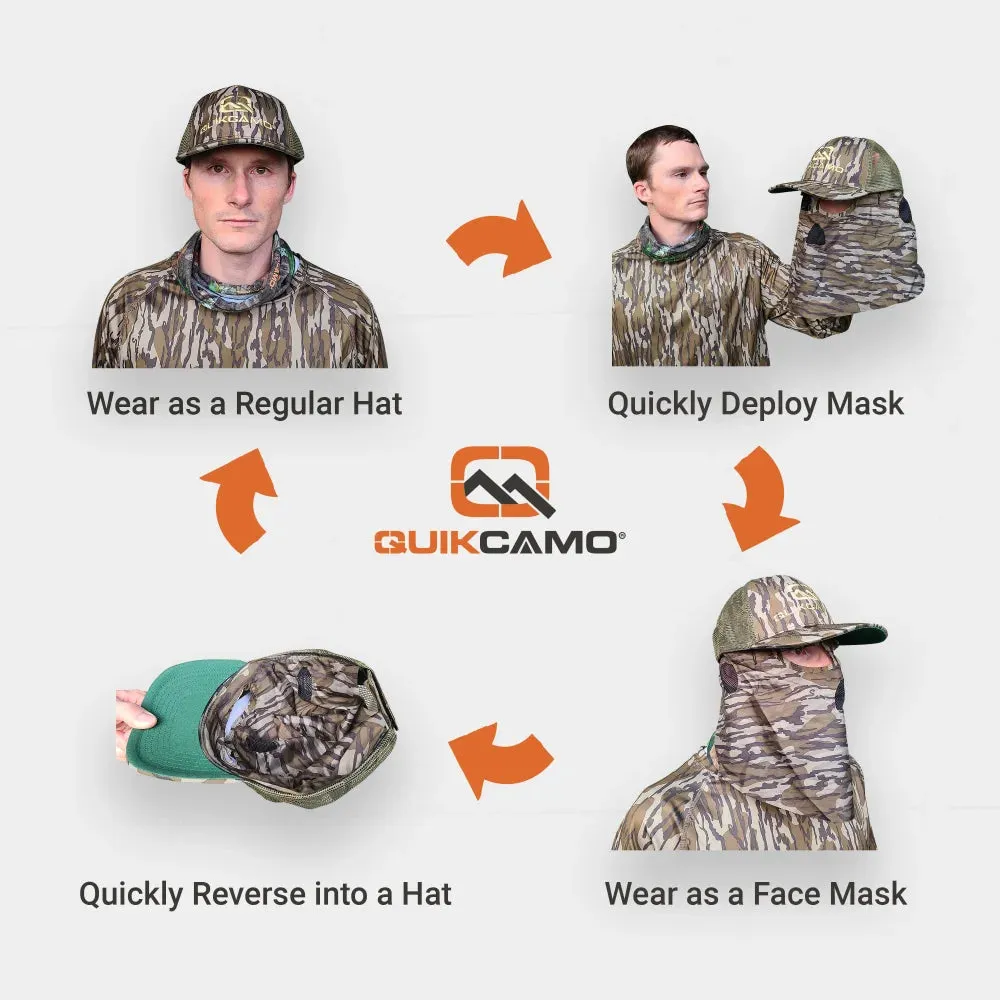 2-in-1 FRONT Face Mask and Camo Hat for Duck Hunting by QuikCamo