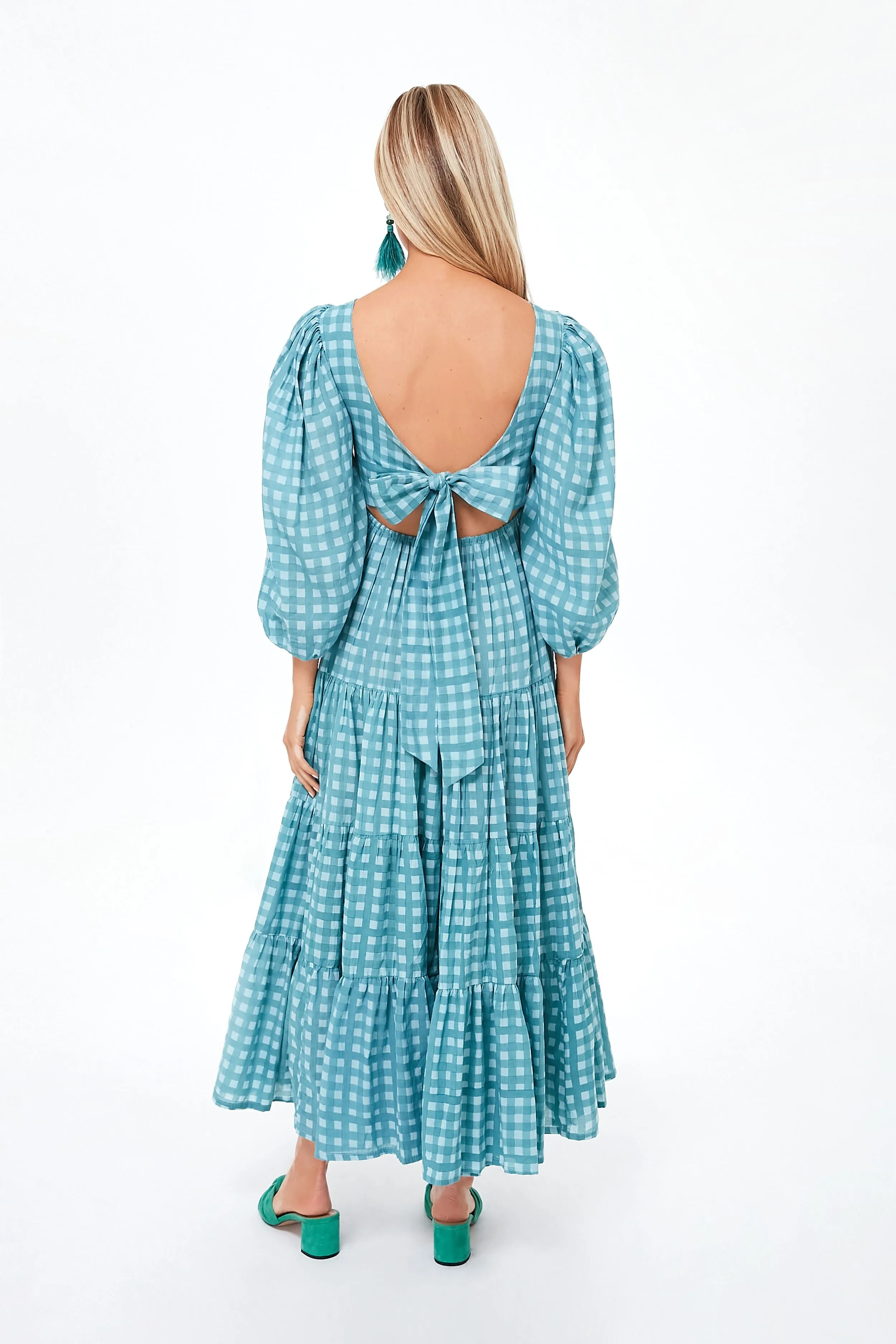 Aquifier Gingham Twist Bust Maxi Dress