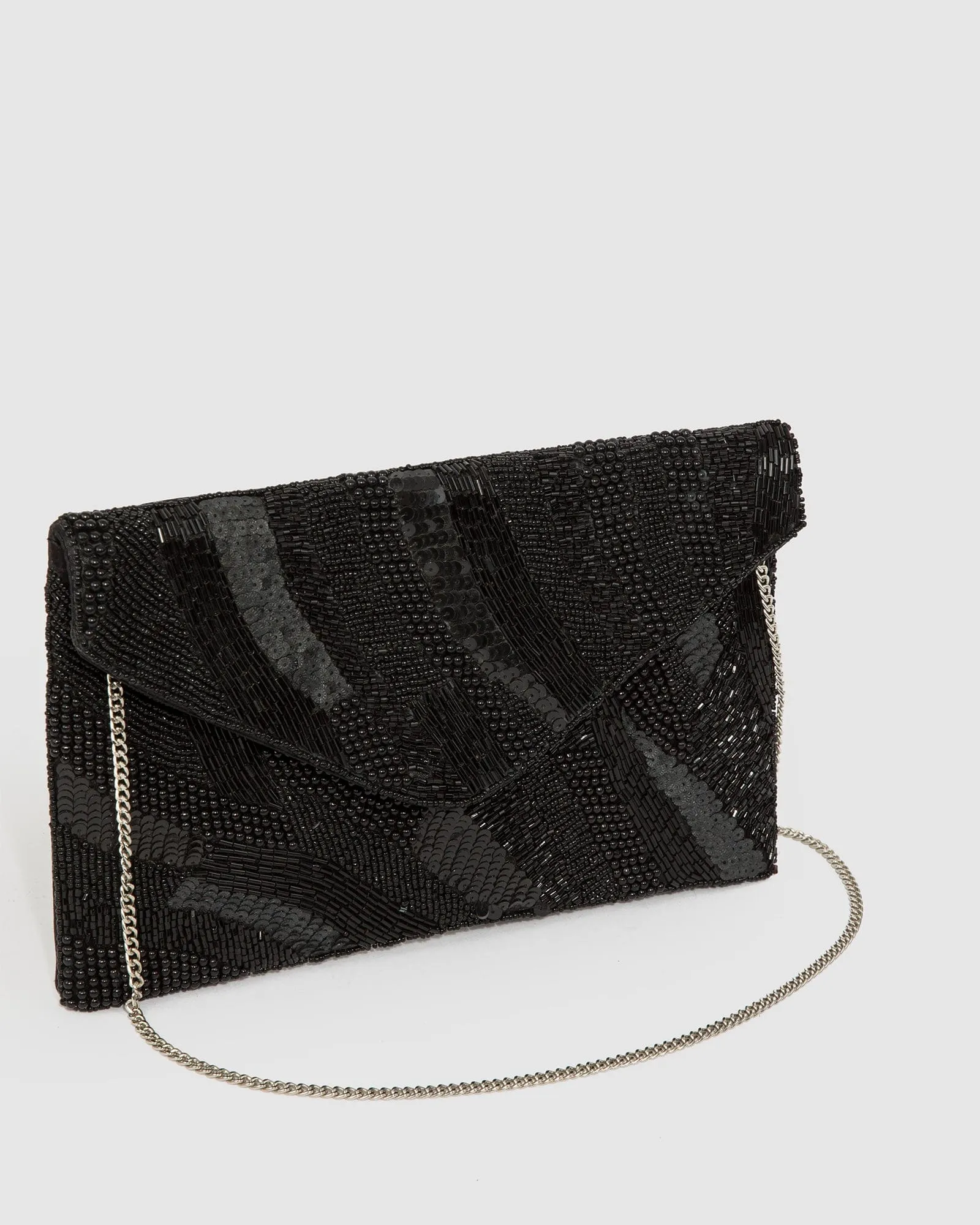 Black Tanya Beaded Clutch Bag