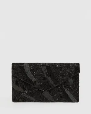 Black Tanya Beaded Clutch Bag