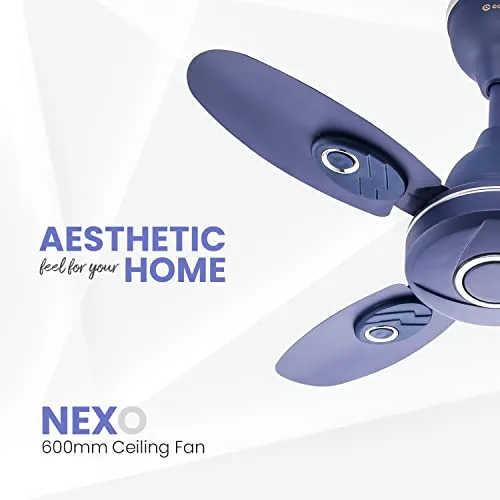 Candes Nexo 600mm Decorative Ceiling Fans for Home | 4 Blade Energy Saving High Speed | 2 Years Warranty (Silver Blue) Pack of 1