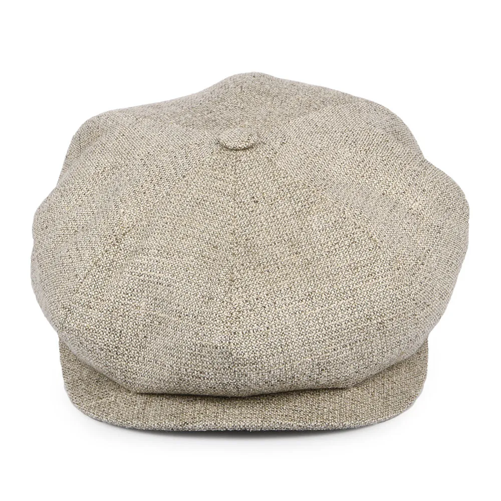 City Sport Linen Blend Newsboy Cap - Tan