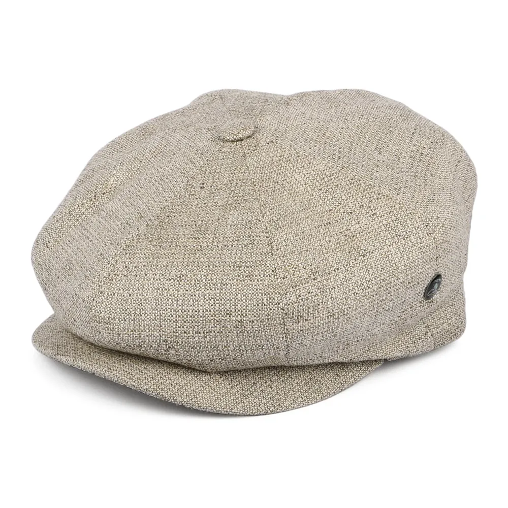 City Sport Linen Blend Newsboy Cap - Tan