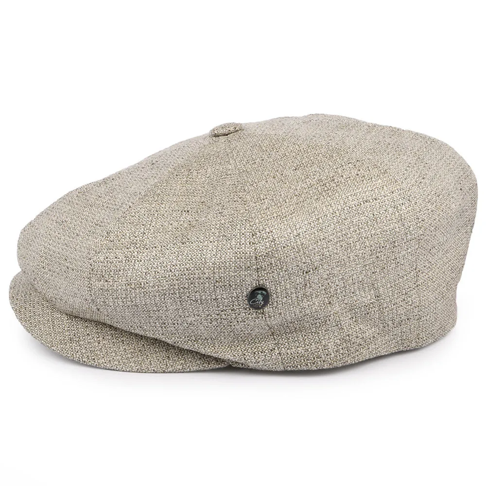 City Sport Linen Blend Newsboy Cap - Tan