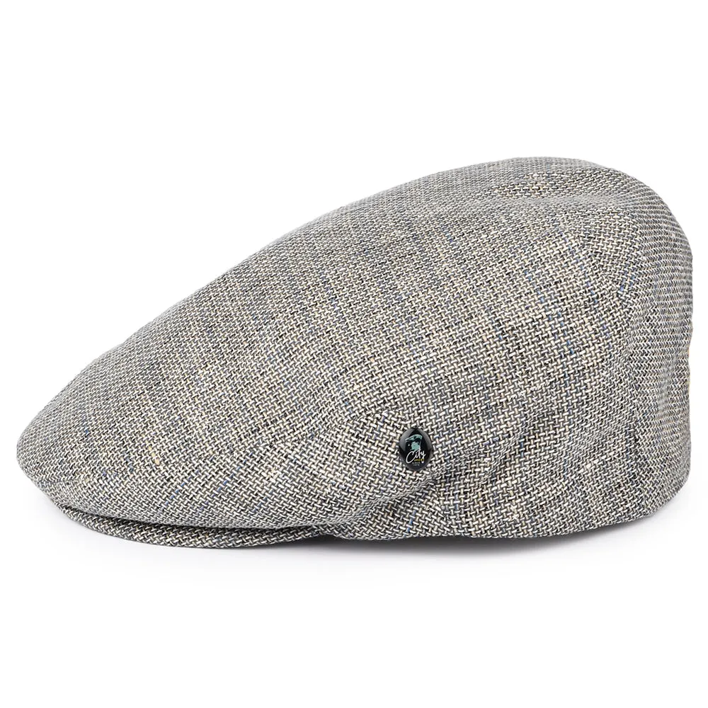 City Sport Linen-Cotton Flat Cap - Grey-Blue