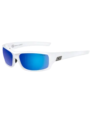 Clank Polarised Sunglasses in White, Grey & Blue Fusion