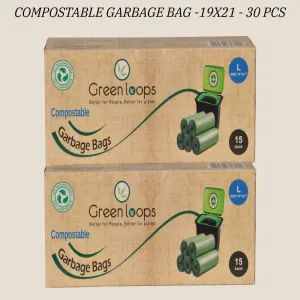 Compostable Garbage Bag Large Size 19"x21" - 30 Bag (Pack of 2 Roll)