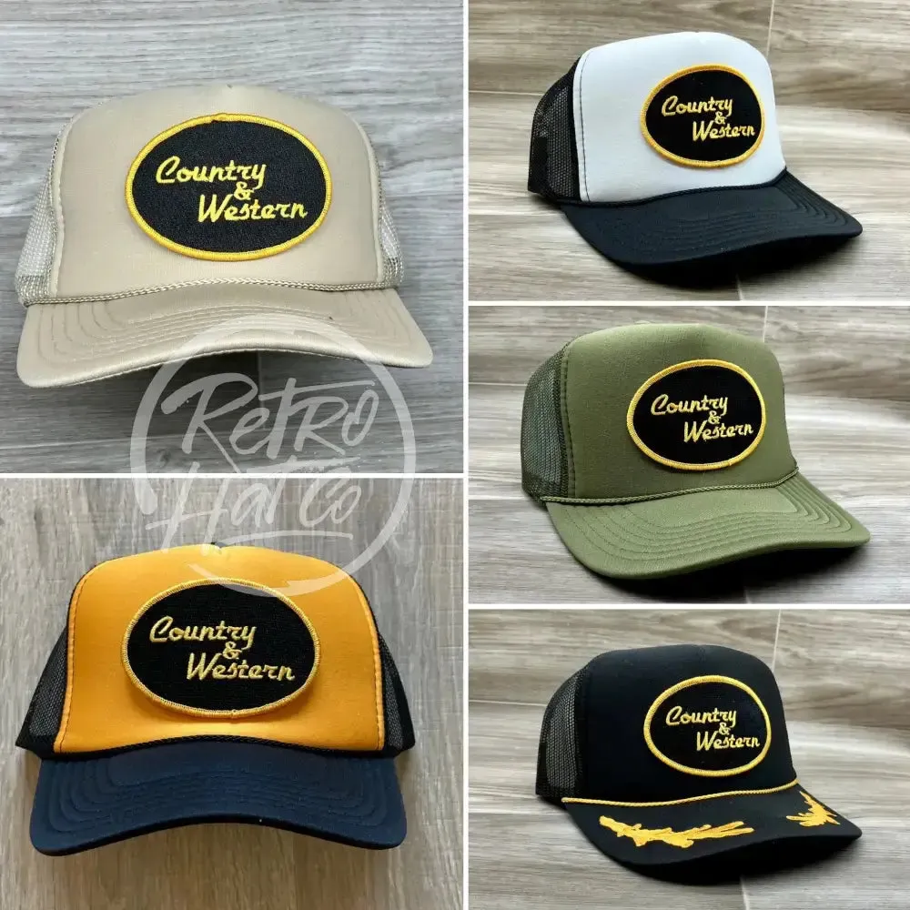 Country & Western Patch on Olive Meshback Trucker Hat