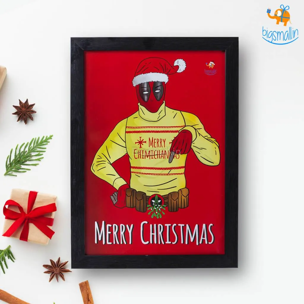 Deadpool Christmas Poster with Frame