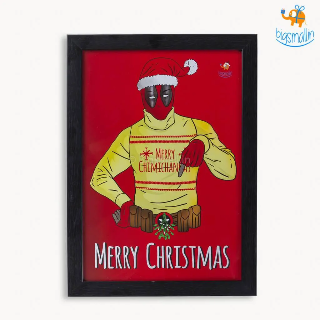 Deadpool Christmas Poster with Frame