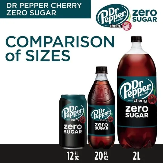 Dr Pepper Cherry Zero Sugar Soda, 12 fl oz cans, 12 pack