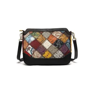 ExoticLux Leather Patchwork Mini Messenger Shoulder Bag