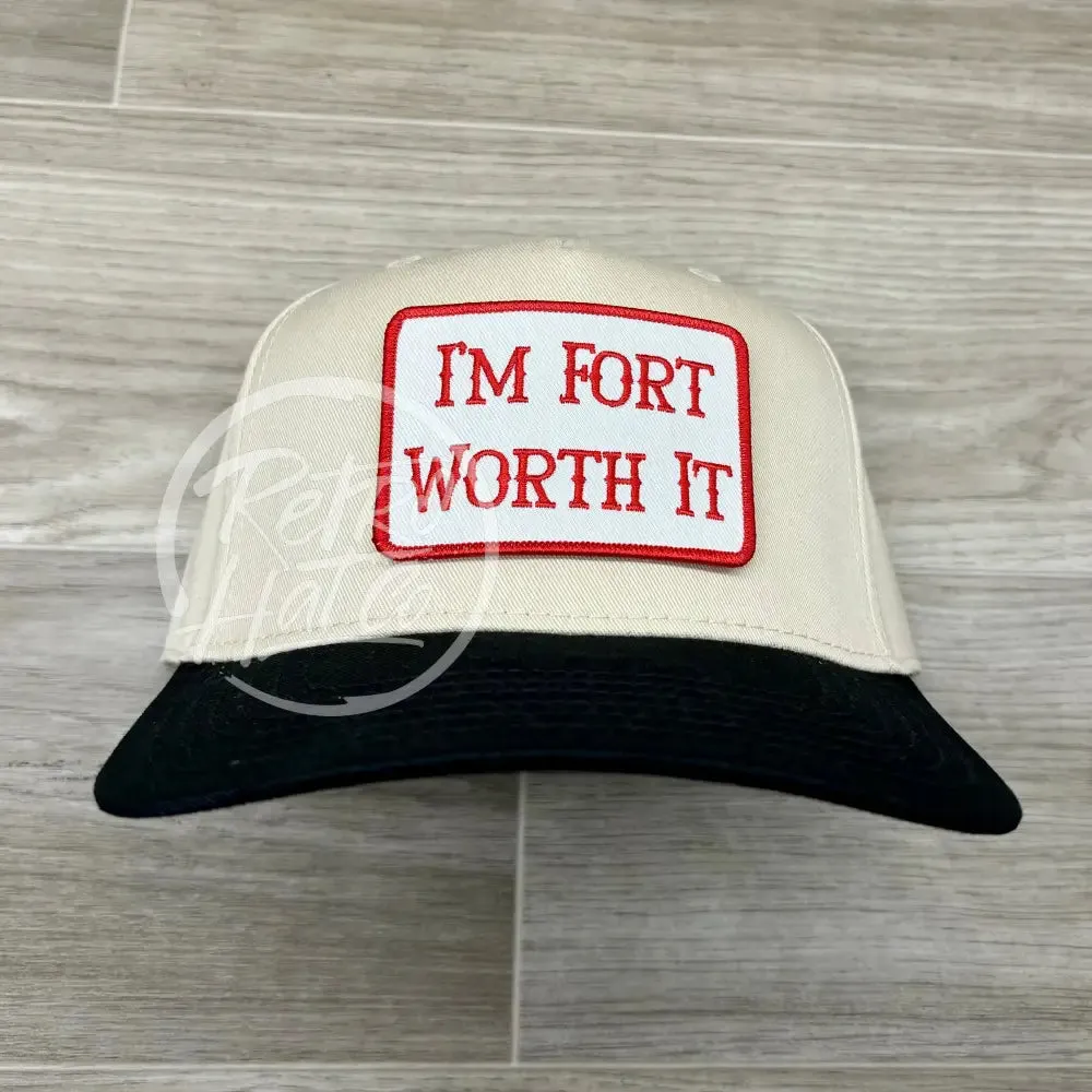 Fort Worth It Patch on 2-Tone Natural/Black Retro Hat