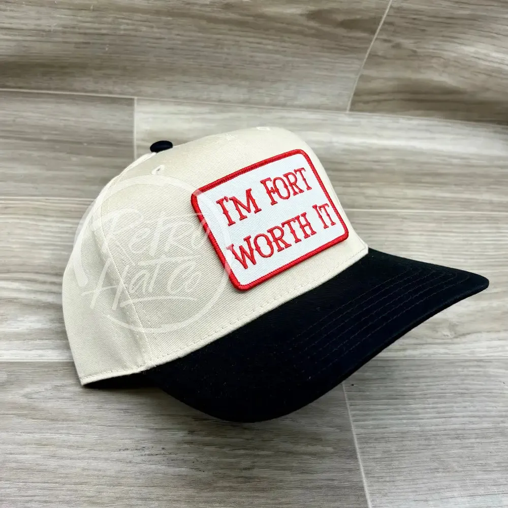 Fort Worth It Patch on 2-Tone Natural/Black Retro Hat