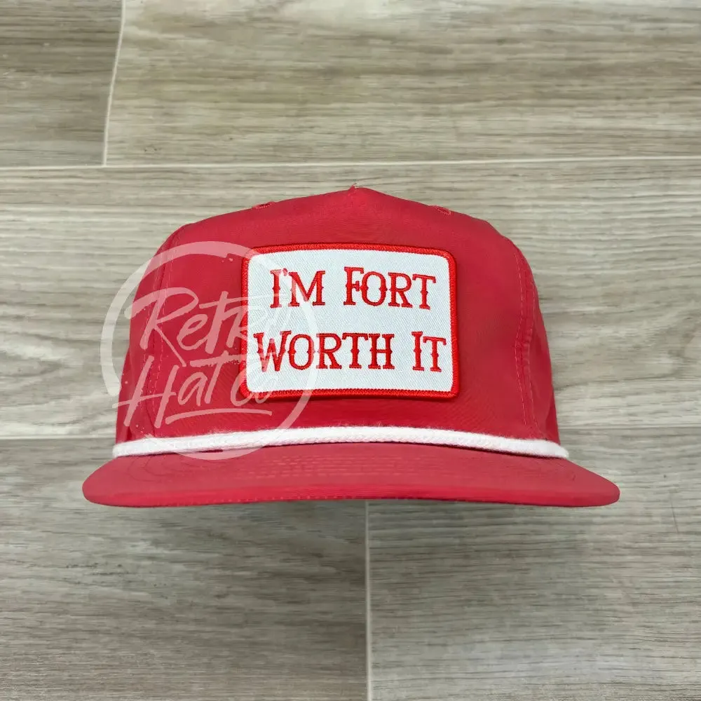 Fort Worth It Patch on Red Poly Retro Rope Hat