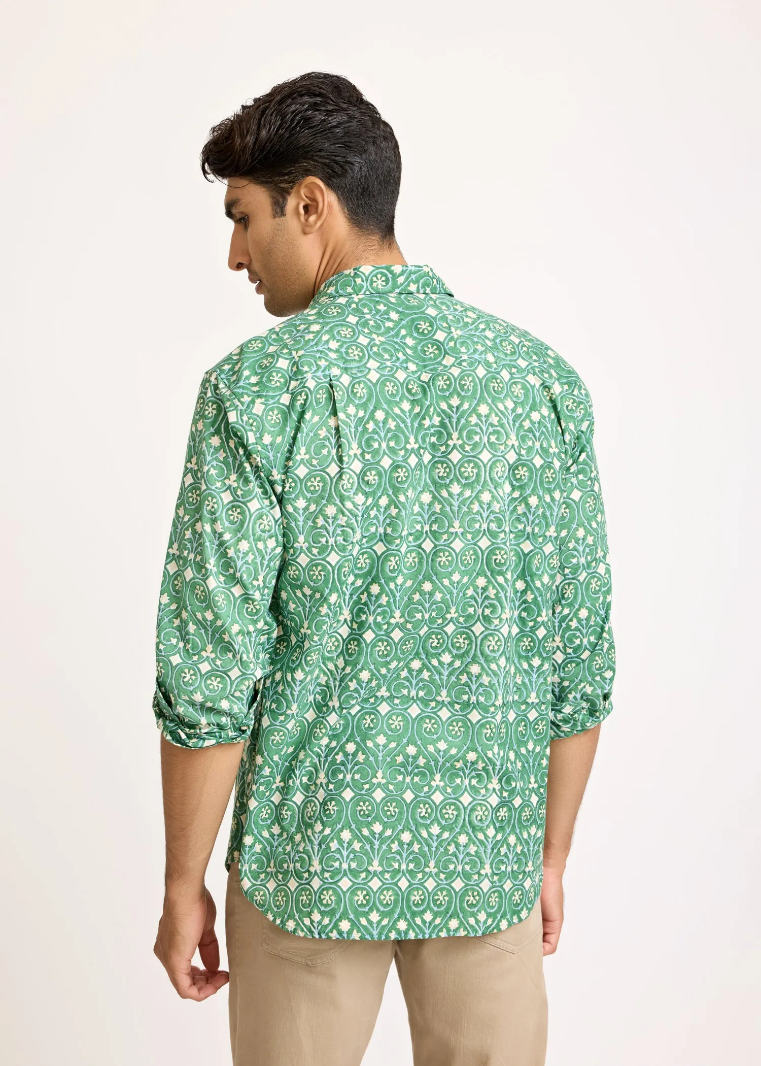 Full sleeves Printed Shirt - Green