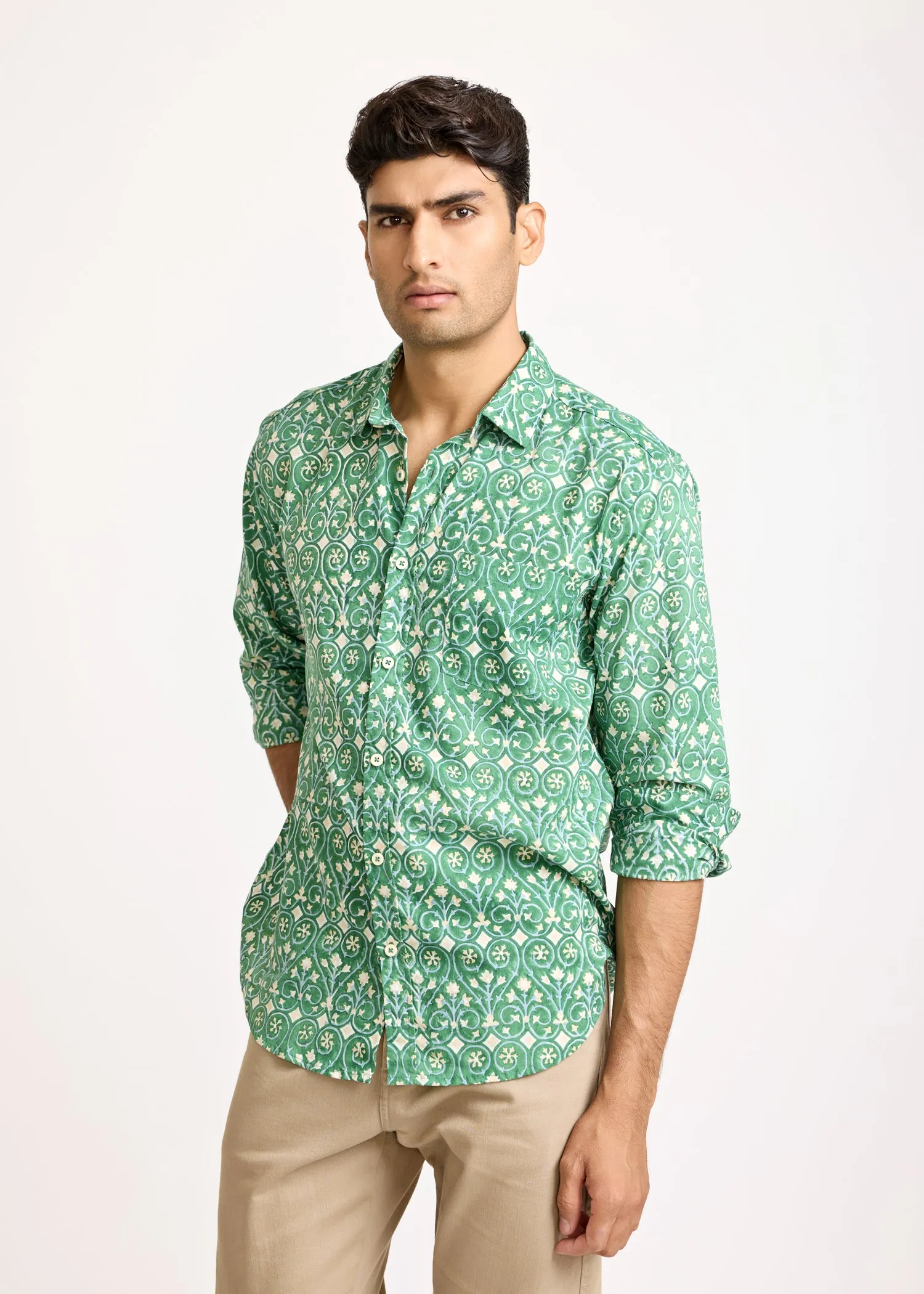 Full sleeves Printed Shirt - Green