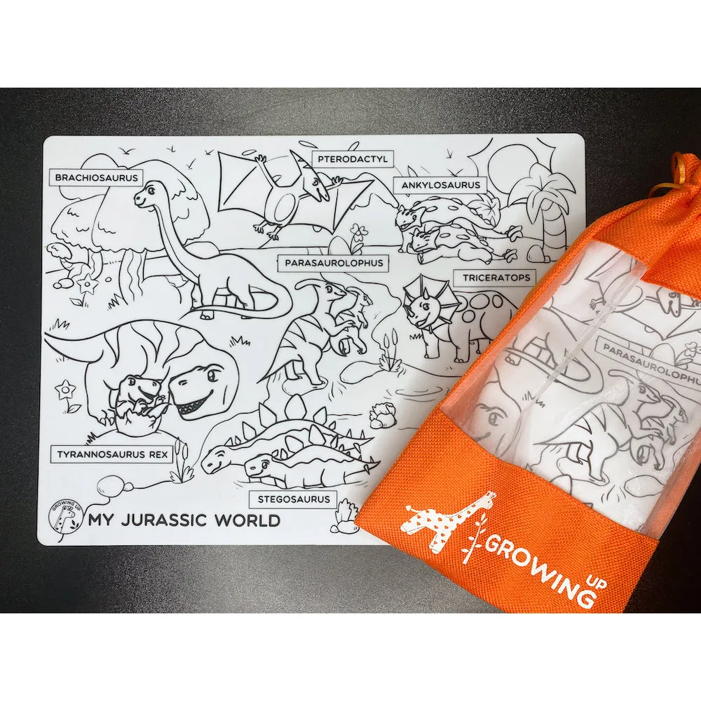 Growing Up Silicon Colouring Big Mat 40x30cm (with bag) - Jurassic World