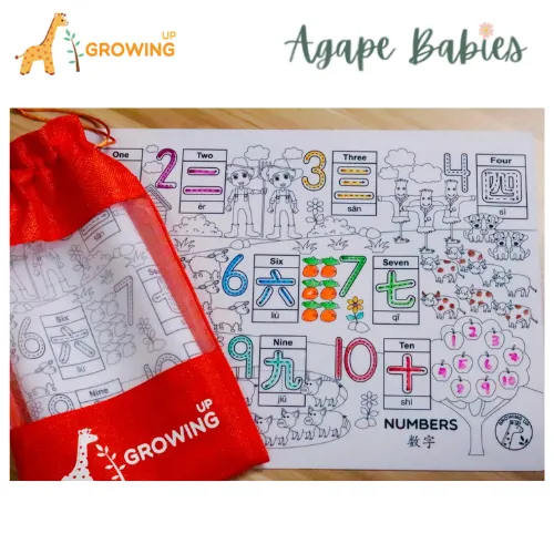 Growing Up Silicon Colouring Big Mat 40x30cm (with bag) - Numbers