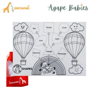 Growing Up Silicon Colouring Small Mat 20x15cm (with bag) - Shapes