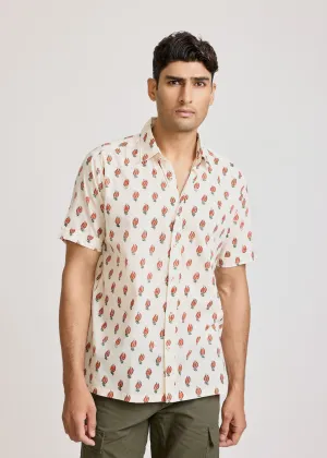 Half sleeves Printed Shirt- Red