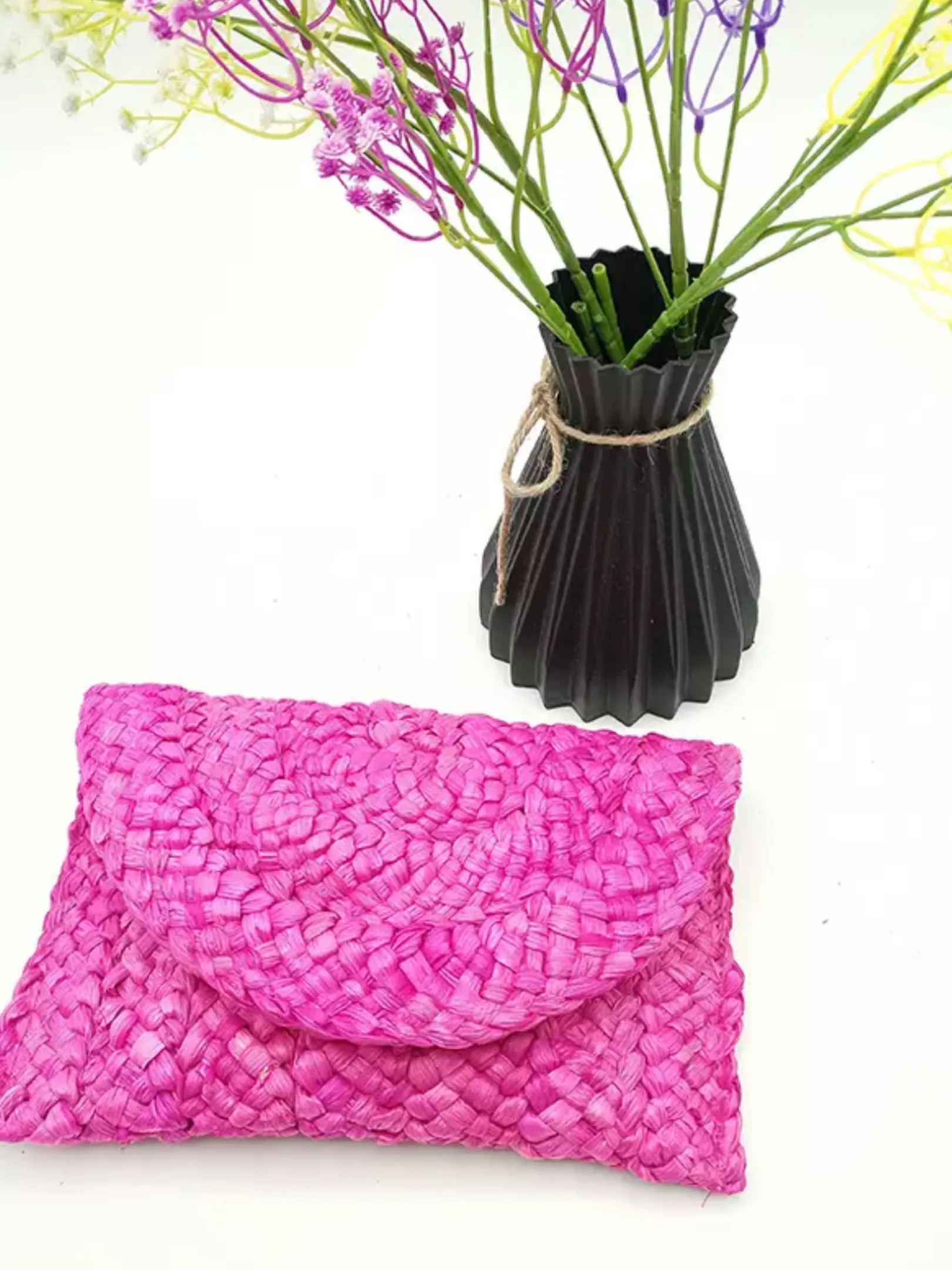 Handmade Woven Straw Clutch Rattan Bag - Assorted Colors