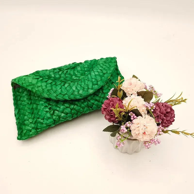 Handmade Woven Straw Clutch Rattan Bag - Assorted Colors