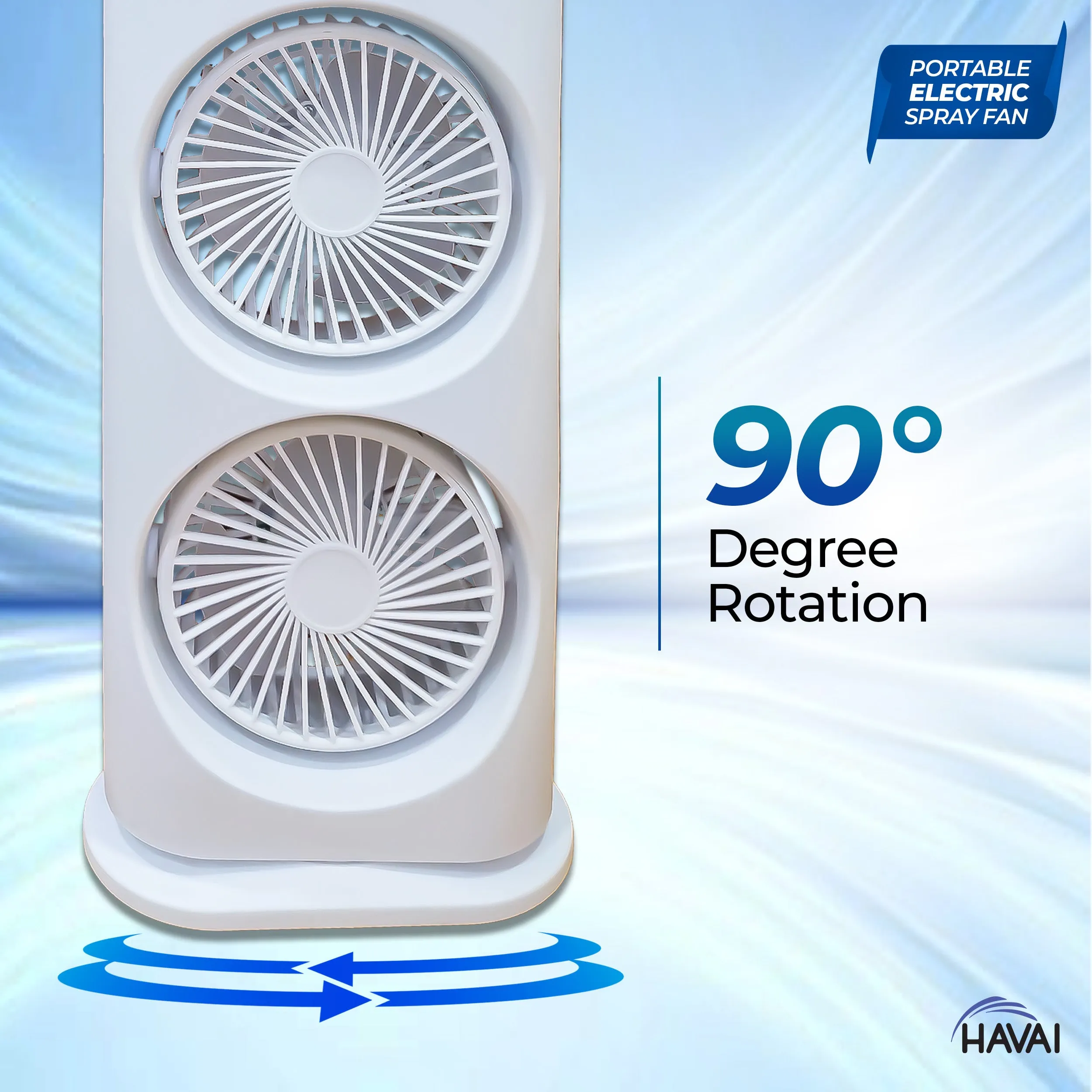 HAVAI Portable Double-Ended Spray Fan with BLDC Motor, 3 Wind Speeds, 280ml Water Tank, and 10W Power - Rechargeable Mist Fan for Cool Air - Single Person