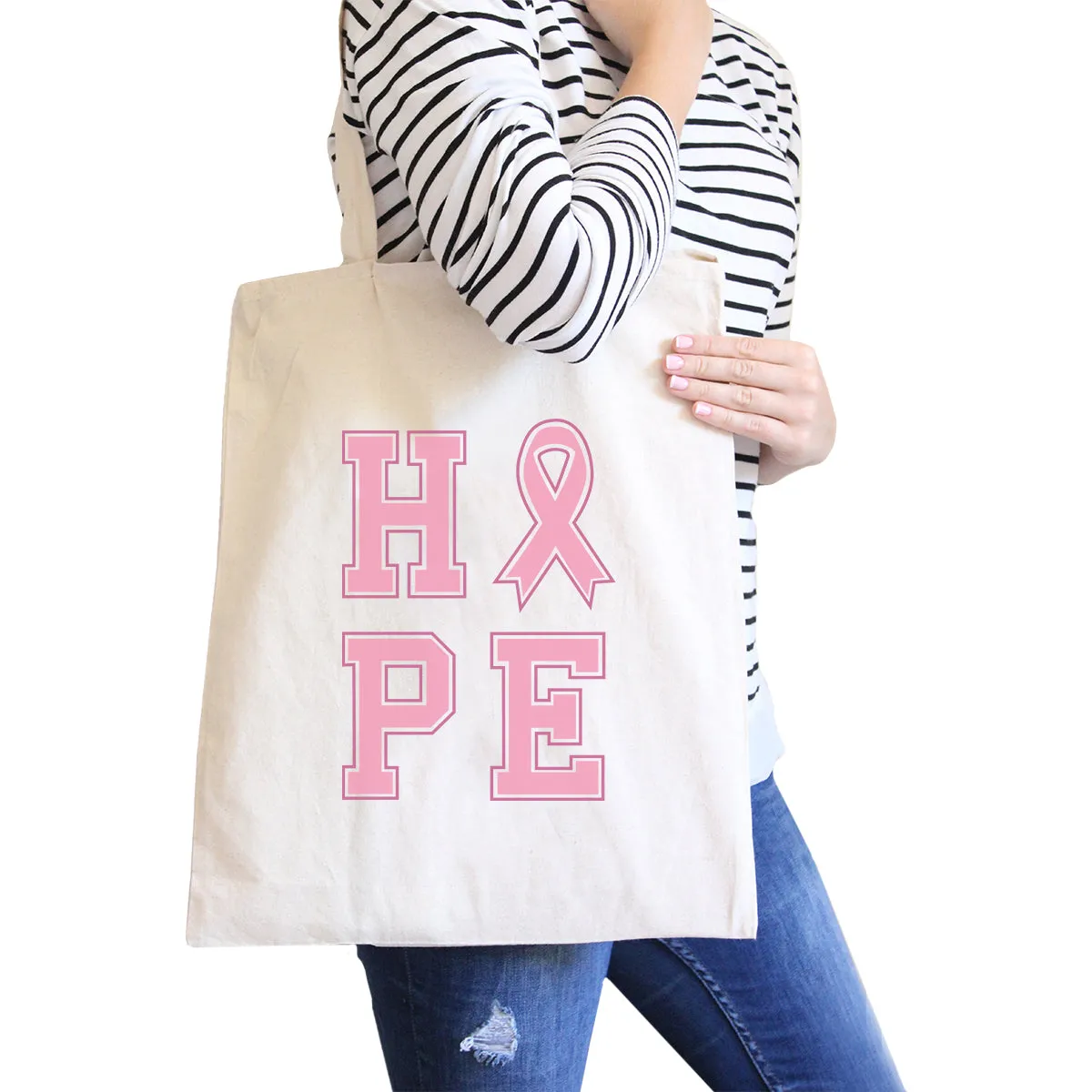 Hope Ribbon Natural Canvas Bags