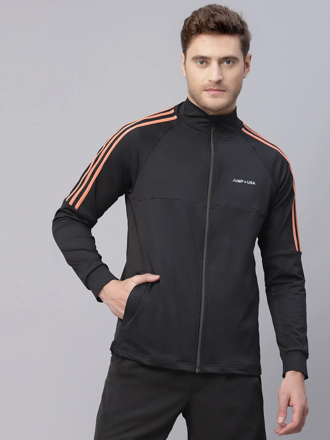 JUMP USA Me Black Solid Active Wear Jacket