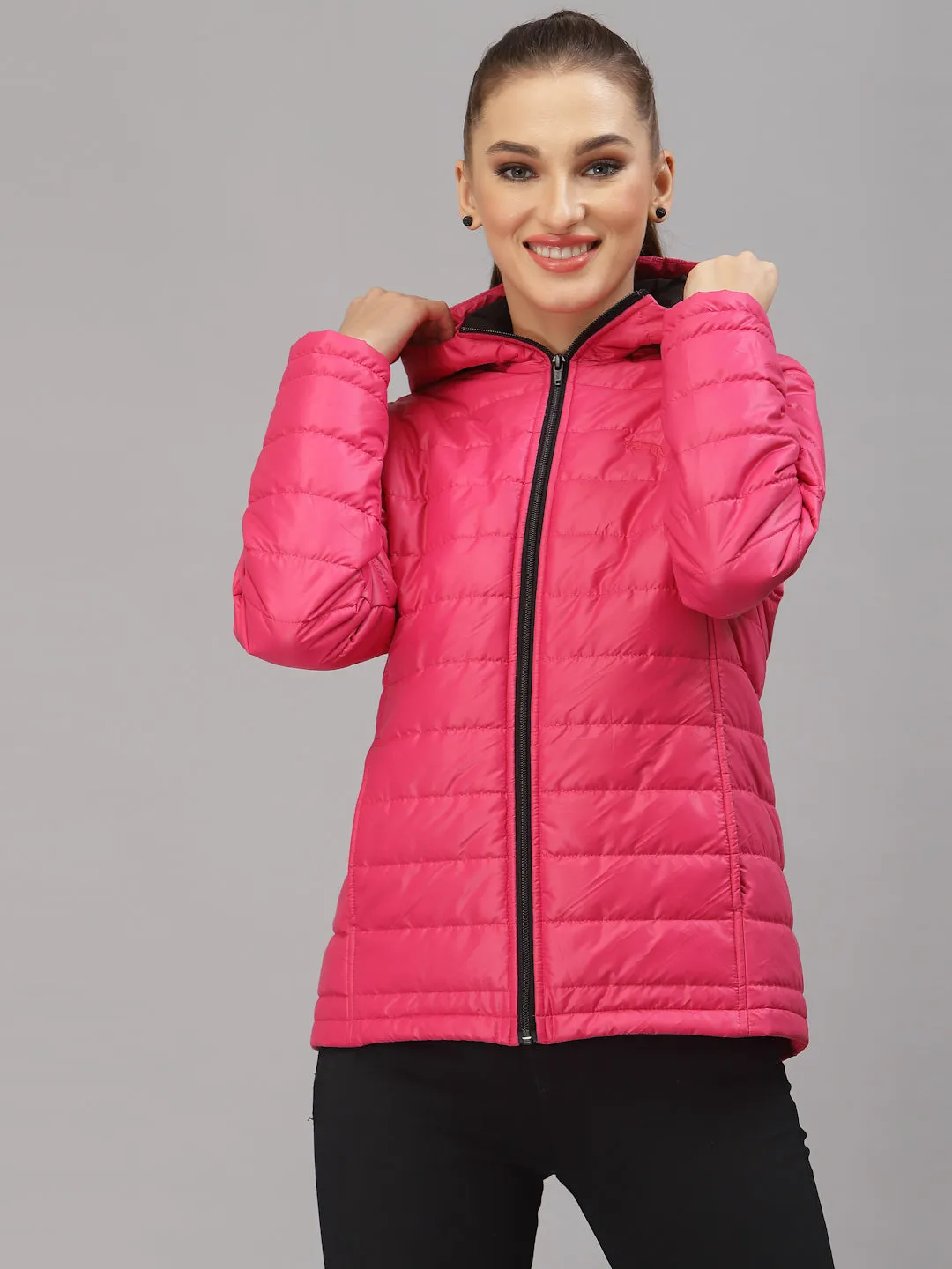 JUMP USA Women Solid Active Wear Jacket With Hood