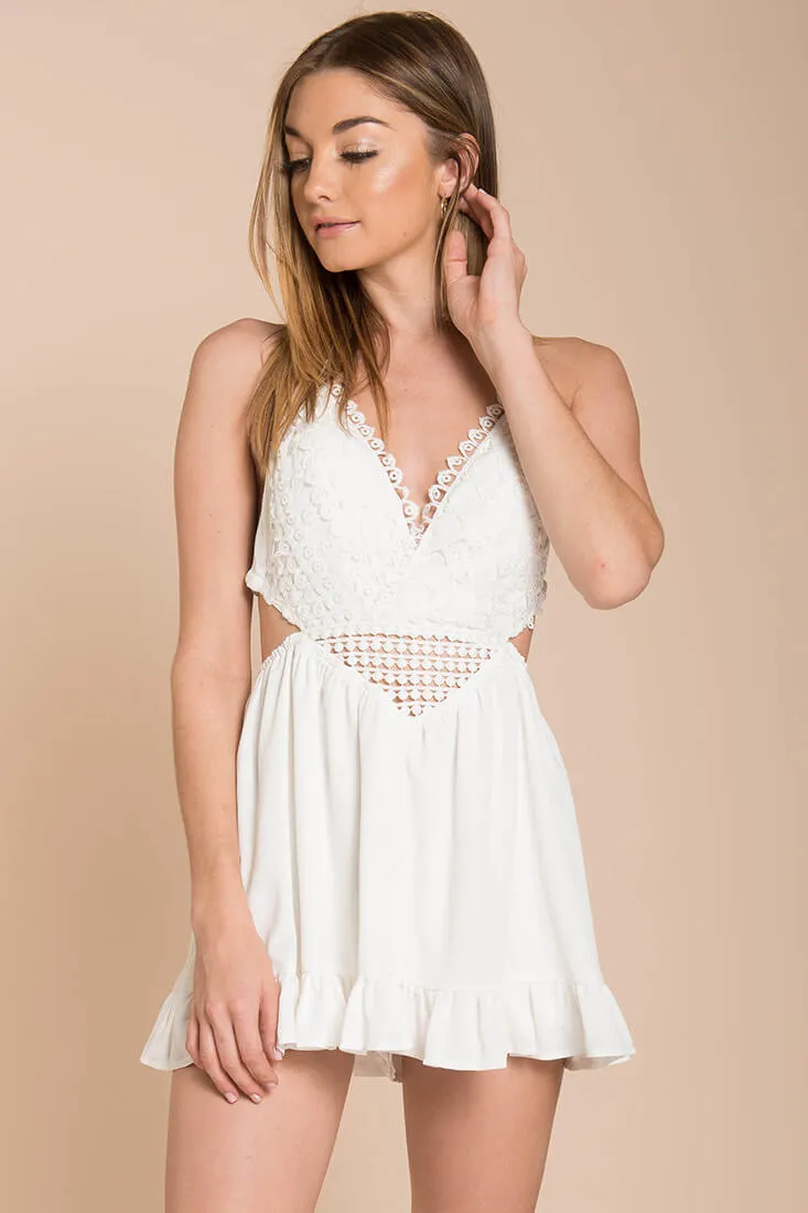 Kensington Crochet Romper White