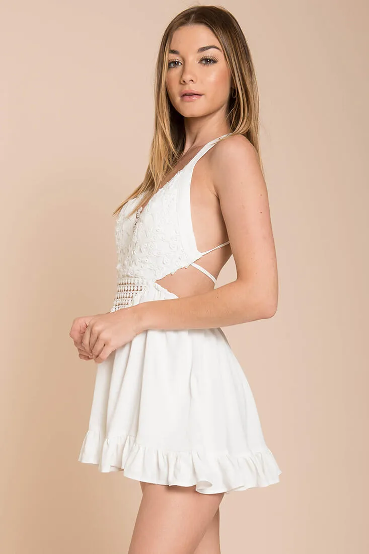 Kensington Crochet Romper White