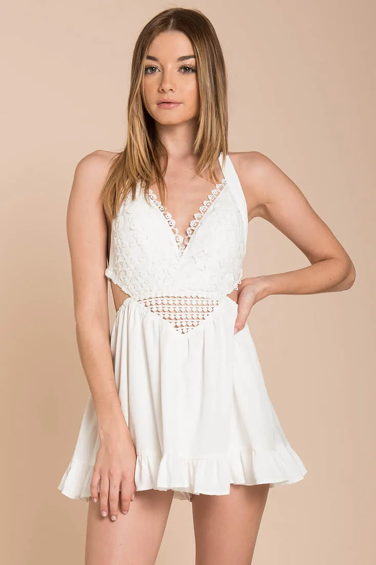 Kensington Crochet Romper White