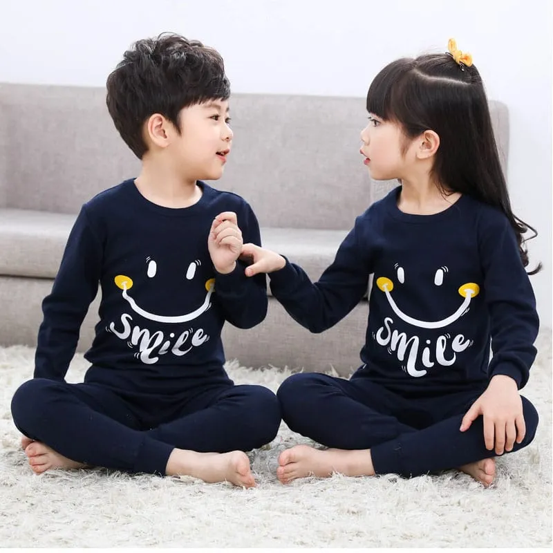 Kids - Navy Blue Smile Print Kids Wear