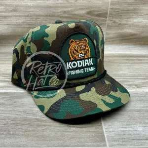 Kodiak Fishing on Tall Woodland Camo Retro Rope Hat