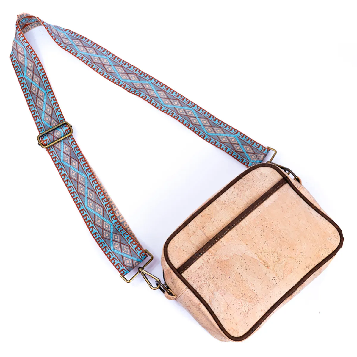 Ladies' Natural Cork Crossbody Bag with Wide Shoulder Strap BAGP-164