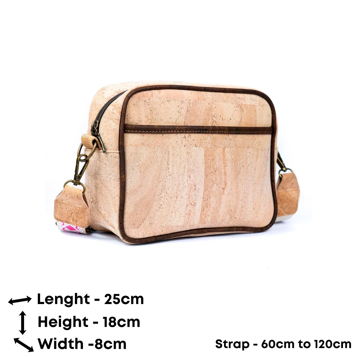 Ladies' Natural Cork Crossbody Bag with Wide Shoulder Strap BAGP-164