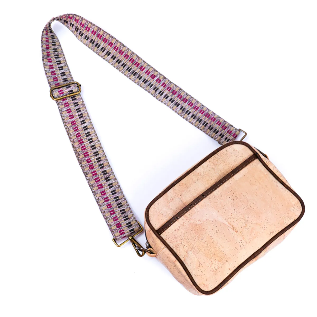 Ladies' Natural Cork Crossbody Bag with Wide Shoulder Strap BAGP-164