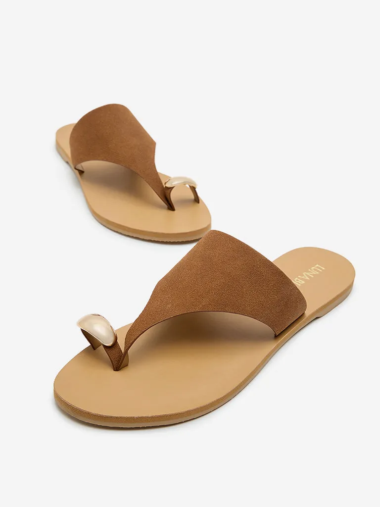 LUNA BLU Tan Toe-Ring Suede Sandals