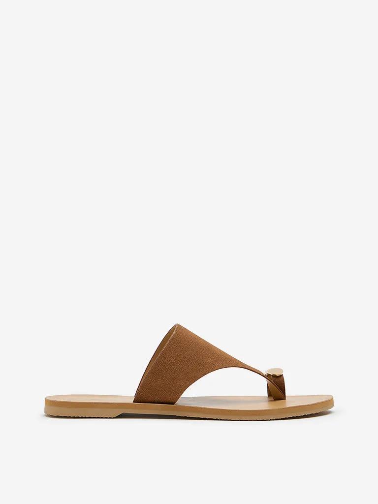 LUNA BLU Tan Toe-Ring Suede Sandals