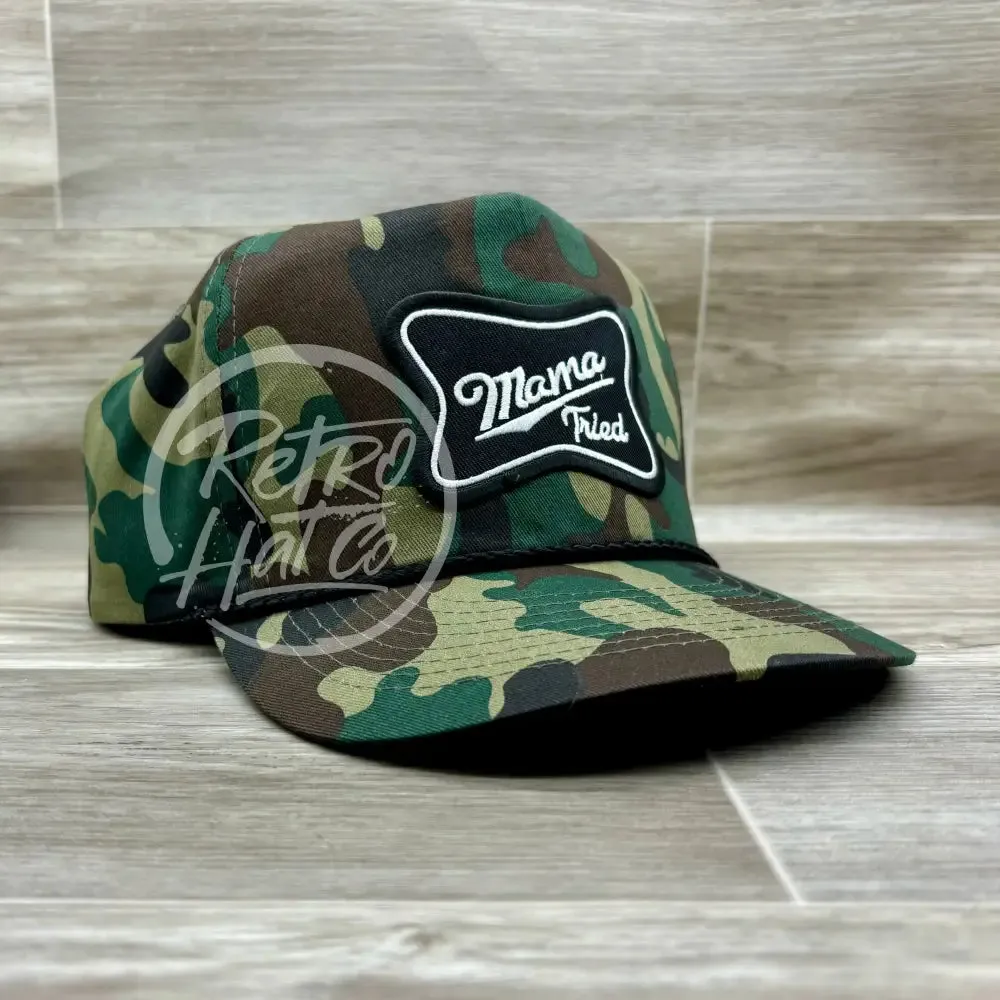 Mama Tried Patch on Tall Camo Retro Hat w/Black Rope