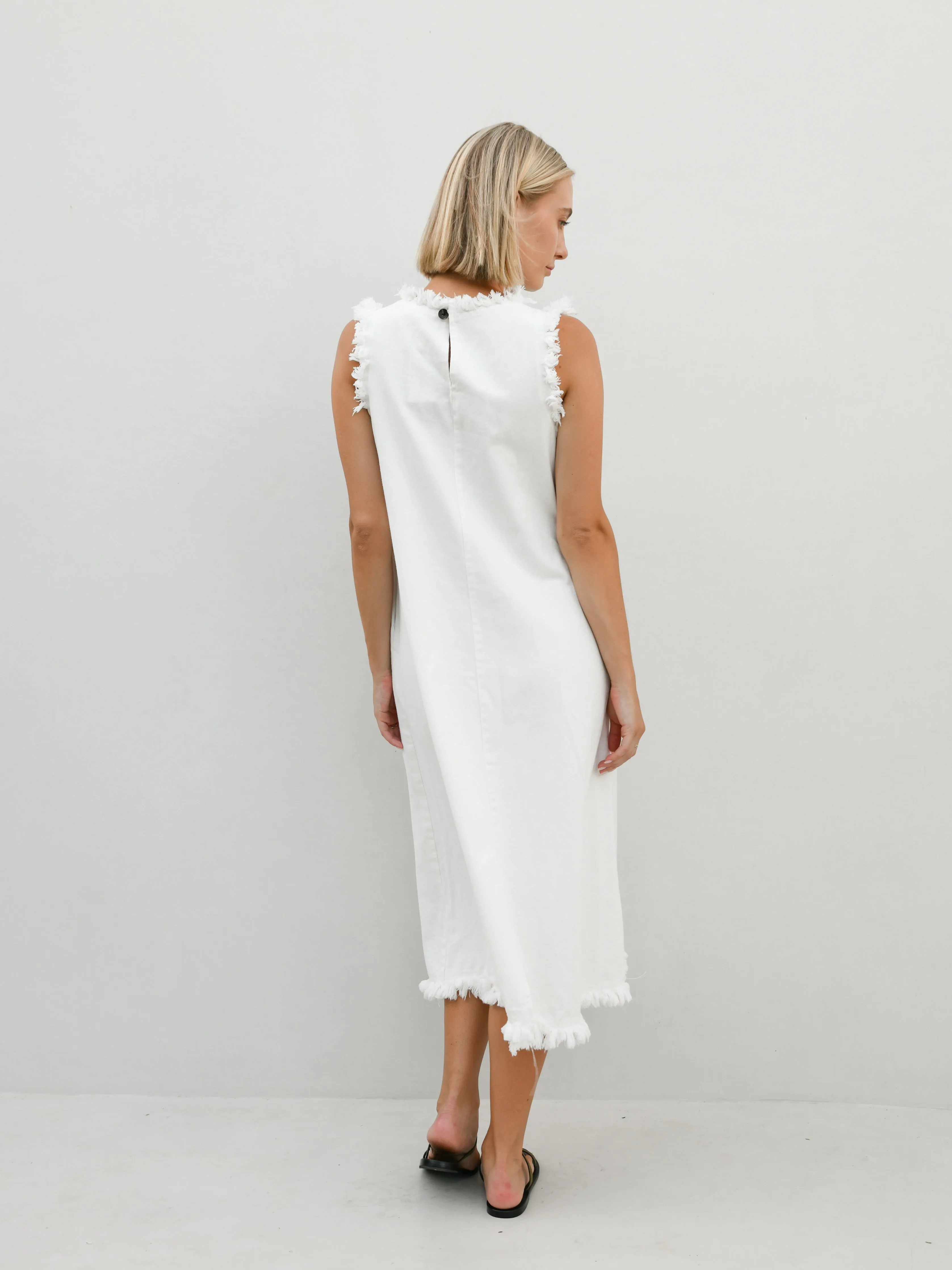 Masion Frayed Edge Dress - Snow