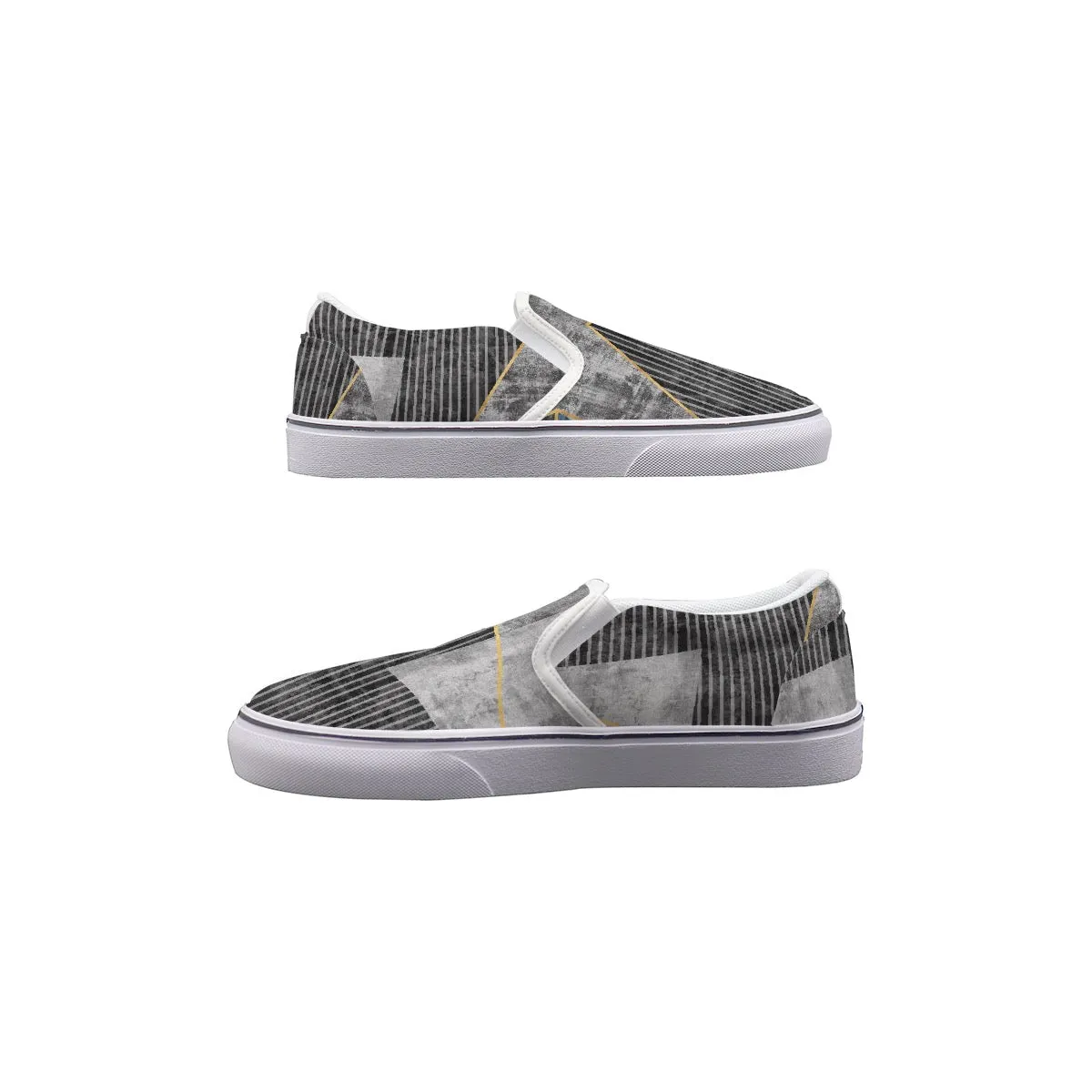 Men's Slip On Sneakers men’s gray with gold  print 79