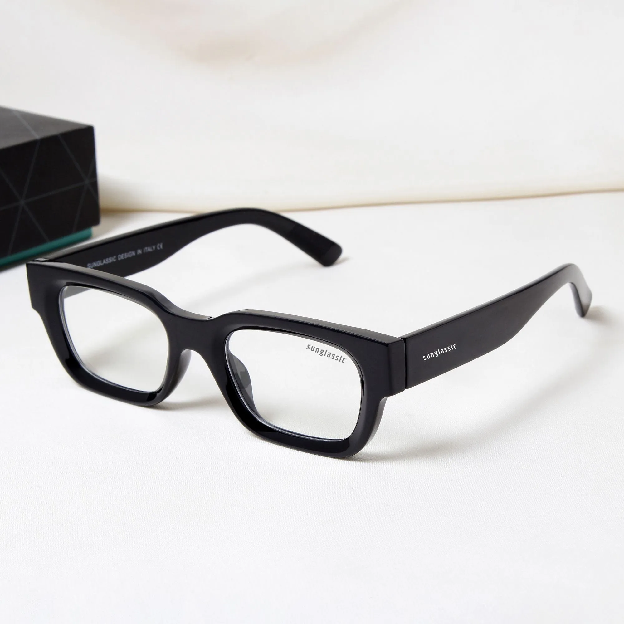 Milestone Black Clear Square Sunglasses