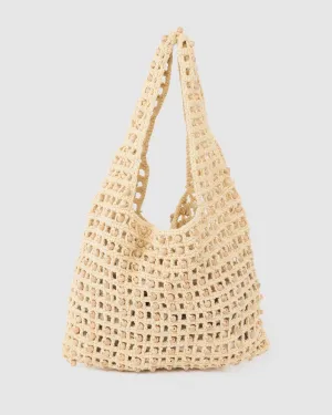 Natural Anisa Straw Beaded Tote Bag