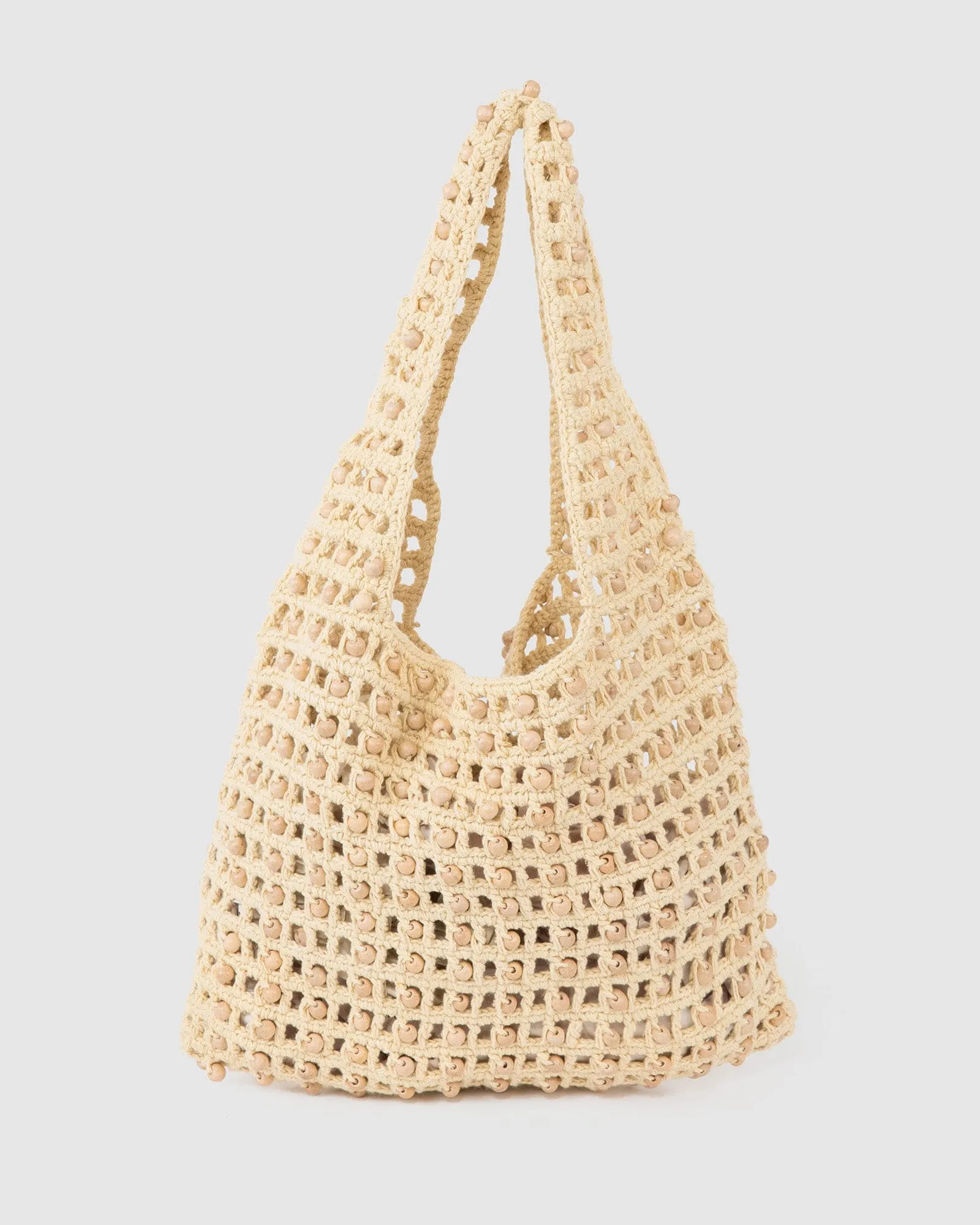 Natural Anisa Straw Beaded Tote Bag